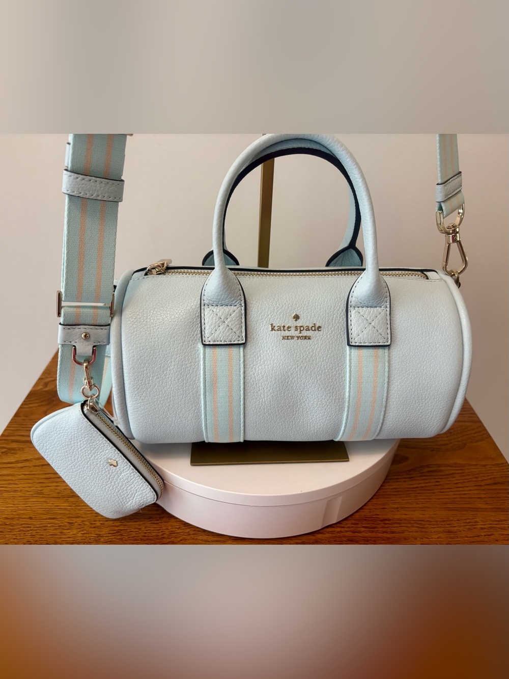 KATE SPADE NWT ROSIE DUFFLE CROSSBODY BAG, CRISP SKY COLOR - Picture 3 of 6